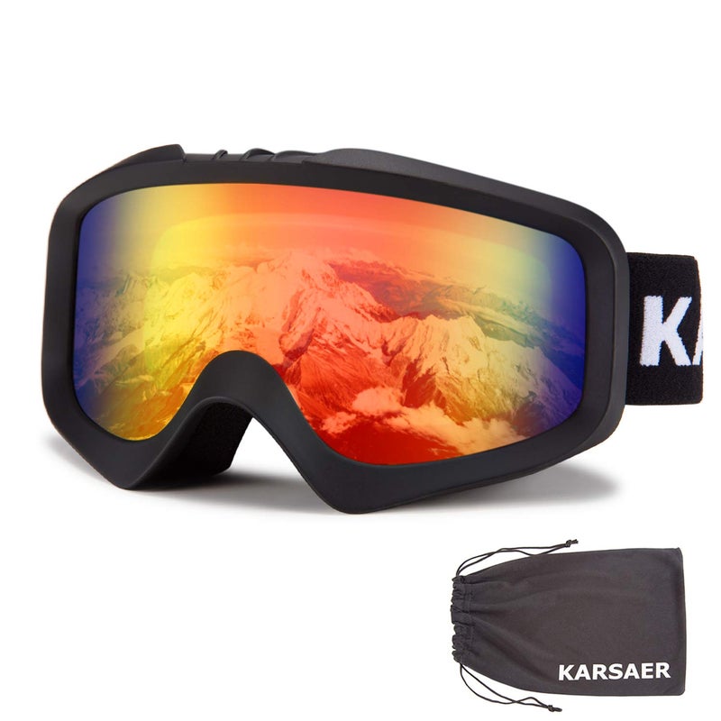 Karsaer نظارات كارساير للتزلج مضادة للضباب نظارات ثلج OTG حماية 100% من الأشعة فوق البنفسجية نظارات تزلج قابلة للانحناء عدسات مزدوجة للرجال والنساء والشباب - Image 1